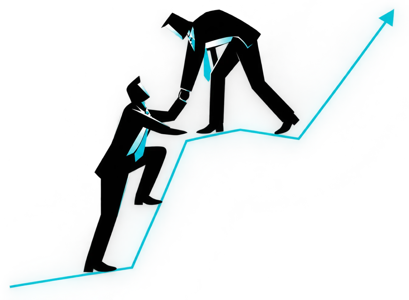System RiseUp logo: one person helps another climb onto a rising line that ends in an arrow.